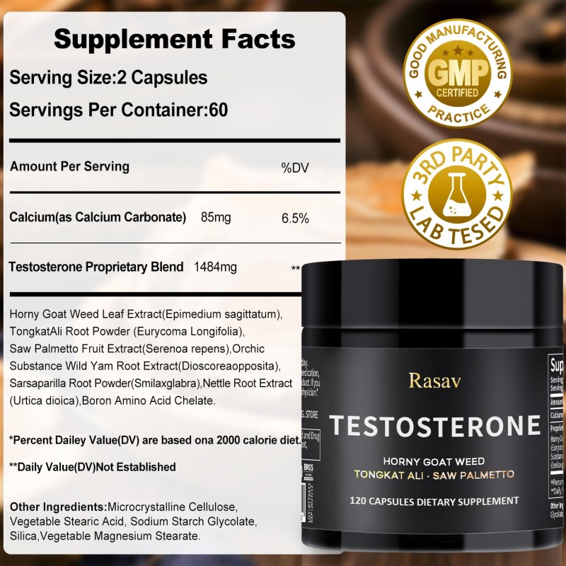 Testosterone Booster Supplement for Men 120 Capsules