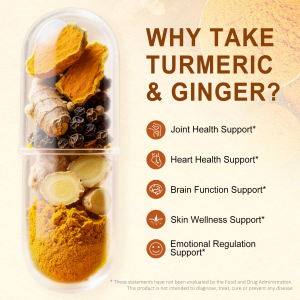Turmeric Curcumin Supplement - with Ginger & Black Pepper, 95% Curcuminoids, Turmeric and Ginger Vegan Capsule for Joint & Digestion Support, Enhanced Absorption, Non-GMO, 60 Capsules 2 Bottles