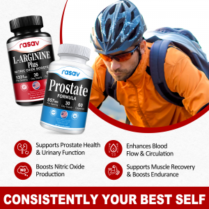 Prostate Supplement & Nitric Oxide Booster Bundle for Men, Include Saw Palmetto, Pygeum Powder and L-Arginine, Supports Prostate and Urinary Health, Blood Flow - 60 Capsules & 60 Capsules