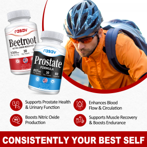 Prostate Supplement & Nitric Oxide Booster Bundle for Men, Include Saw Palmetto, Pygeum Powder and Beetroot, Supports Prostate and Urinary Health, Blood Flow - 60 Capsules & 60 Capsules