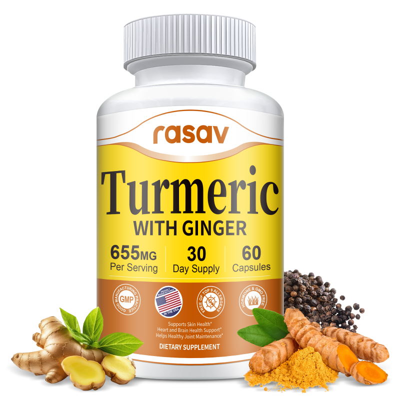 Turmeric Curcumin Supplement - with Ginger & Black Pepper, 95% Curcuminoids, Turmeric and Ginger Vegan Capsule for Joint & Digestion Support, Enhanced Absorption, Non-GMO, 60 Capsules 2 Bottles