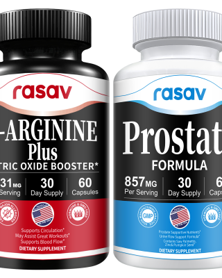 Prostate Supplement & Nitric Oxide Booster Bundle for Men, Include Saw Palmetto, Pygeum Powder and L-Arginine, Supports Prostate and Urinary Health, Blood Flow - 60 Capsules & 60 Capsules