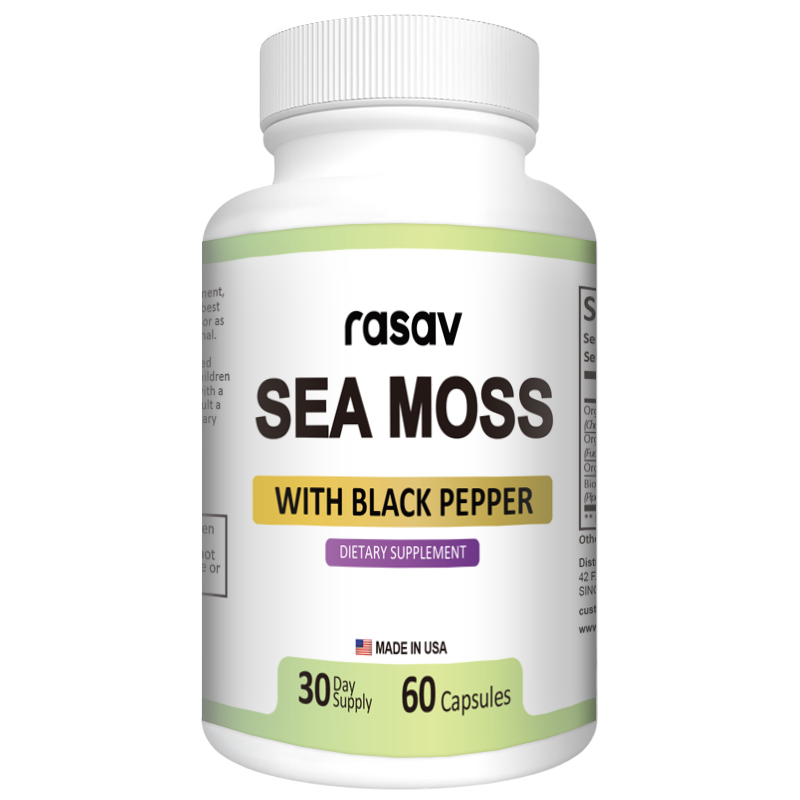 Organic Irish Sea Moss with Bladderwrack Burdock & Black Pepper Extract for Overall Wellness
