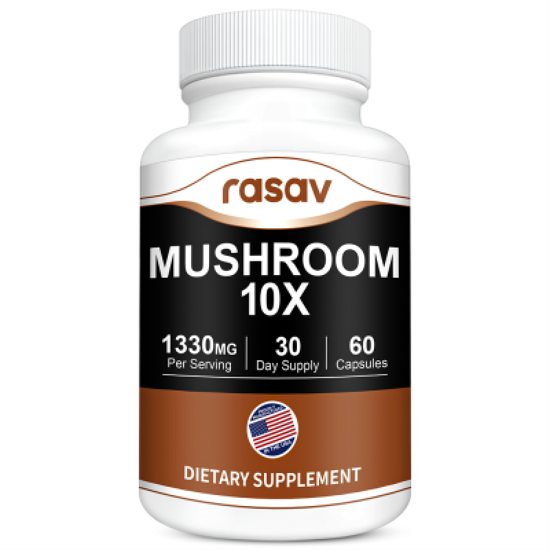 10-in-1 Mushroom Powder Supplement - Lion’s Mane Powder, Reishi Mushroom, Cordyceps, Chaga & more. Mushroom Complex Capsules for Memory, Focus, Immune Support, Energy. 60 Turkey Tail Mushroom Capsules