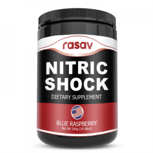 Pre Workout Powder (Blue Raspberry) Sports Supplement 30 Servings - Nitric Shock Energy, Endurance, and Focus Formula with B Vitamins, Electrolytes, Caffeine, & More