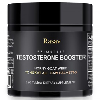 Rasav Horny Goat Weed and Tongkat Ali Supplement for Men, Testosterone Booster Supplement for Men, Male Enhancing Supplements, Supports Muscle Growth, Strength, Energy and Stamina, 120 Tablets