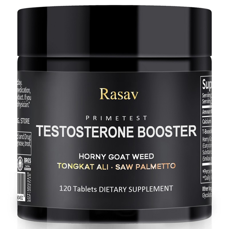 Rasav Horny Goat Weed and Tongkat Ali Supplement for Men, Testosterone Booster Supplement for Men, Male Enhancing Supplements, Supports Muscle Growth, Strength, Energy and Stamina, 120 Tablets