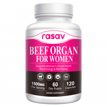 Rasav Beef Organ Supplement for Women - Supports Hormone Balance| Ferritin & Energy Levels - Grass-Fed Beef Liver, Kidney, Heart, & More - 120 Capsules