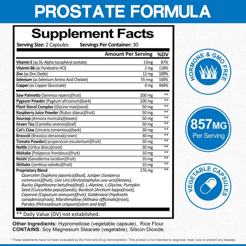 Rasav Prostate Health Supplements for Men with Saw Palmetto, Pygeum, Nettle, Pumpkin Seed, DHT Blocker - Helps Support Urinary Health and Prostate Support for Mens Health - 60 Capsules, 30-Day Supply