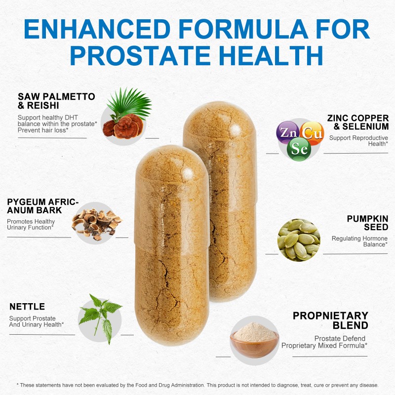 Rasav Prostate Health Supplements for Men with Saw Palmetto, Pygeum, Nettle, Pumpkin Seed, DHT Blocker - Helps Support Urinary Health and Prostate Support for Mens Health - 60 Capsules, 30-Day Supply