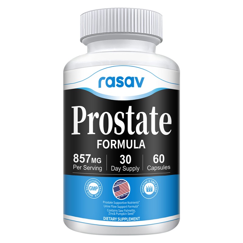 Rasav Prostate Health Supplements for Men with Saw Palmetto, Pygeum, Nettle, Pumpkin Seed, DHT Blocker - Helps Support Urinary Health and Prostate Support for Mens Health - 60 Capsules, 30-Day Supply