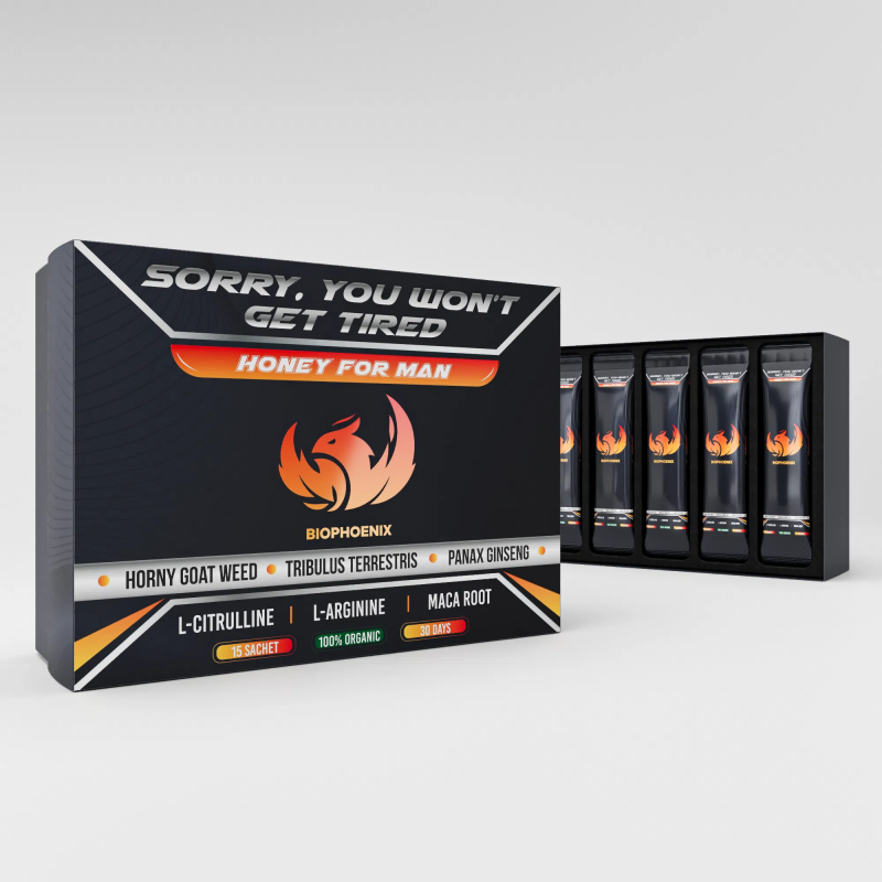 BIOPHOENIX TESTOSTERONE HONEY | Testosterone Booster | Testosterone Supplement for Men | Maca Root, Ginseng, Horny Goat Weed, Tribulus Terrestris for Men | L Citrulline, L Arginine 15 Sachets 30 Days