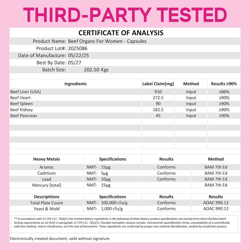 Rasav Beef Organ Supplement for Women - Supports Hormone Balance| Ferritin & Energy Levels - Grass-Fed Beef Liver, Kidney, Heart, & More - 120 Capsules