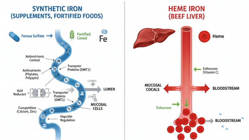 Why Heme Iron in Beef Organs Surpasses Synthetic Iron Supplements